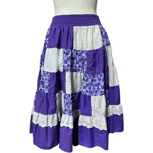 Vintage Purple and White Romantic Patchwork Skirt